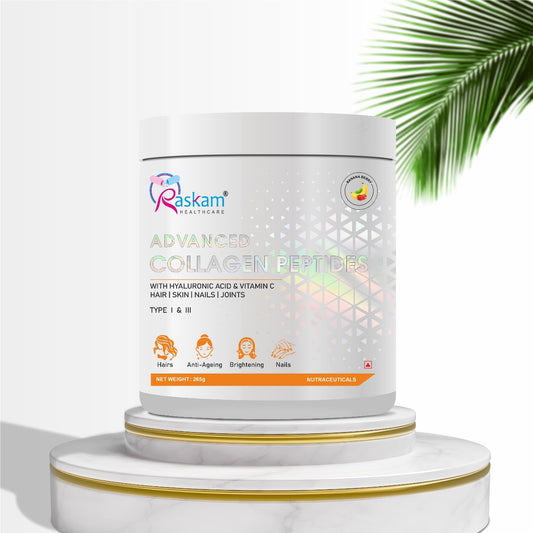 Raskam Advanced Collagen Peptides Powder for Men & Women | Collagen Powder with Biotin, Vitamins C & E for Hair, Nails, Skin Radiance & Anti-Aging Flav- Banana Berry (100gm , 265 gm)