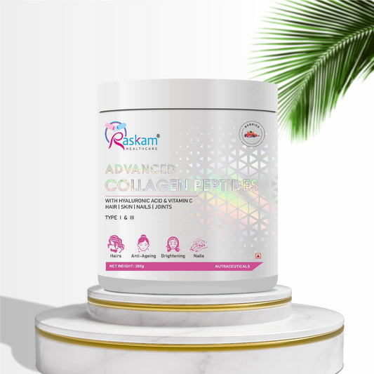 Raskam Advanced Collagen Peptides Powder for Men & Women | Collagen Powder with Biotin, Vitamins C & E for Hair, Nails, Skin Radiance & Anti-Aging Flav- Mix Berry (265gm , 100gm)