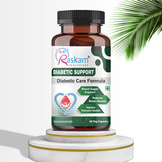 Raskam Diabetic Support Advanced Blood Sugar Support FSSAI approved Diabetes Care Formula with modern scientific validation Berberine, Cinnamon, Fenugreek, , Green Tea to Maintain Healthy Blood Sugar Levels - 60 Veg Capsule