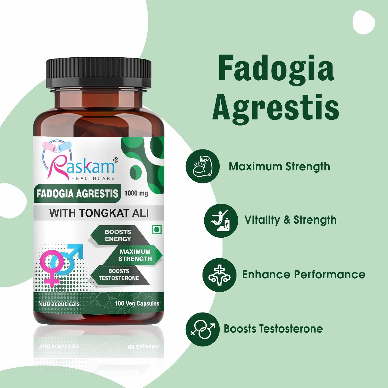 Fadogia Agrestis with Tongkat Ali Capsules, Maximum Strength, May Support athletic performance, stamina and stress tolerance, Vegan Friendly, 100 Capsules