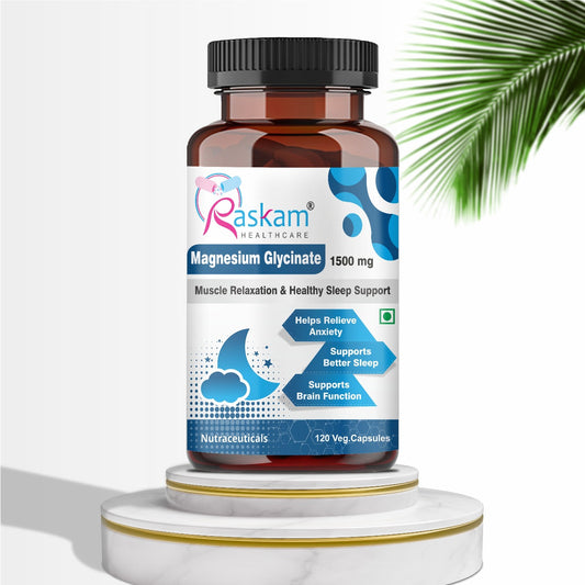 Raskam High Absorption Magnesium Glycinate -120 Vegetable Capsules ,1500mg