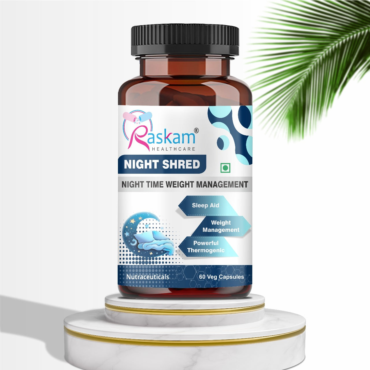 Raskam Night Shred Capsules | Advanced Night Time Fat Burner For Men Women | Natural Sleep | Appetite Suppressant | Powerful Thermogenic | Weight Loss Supplement -60 Capsules